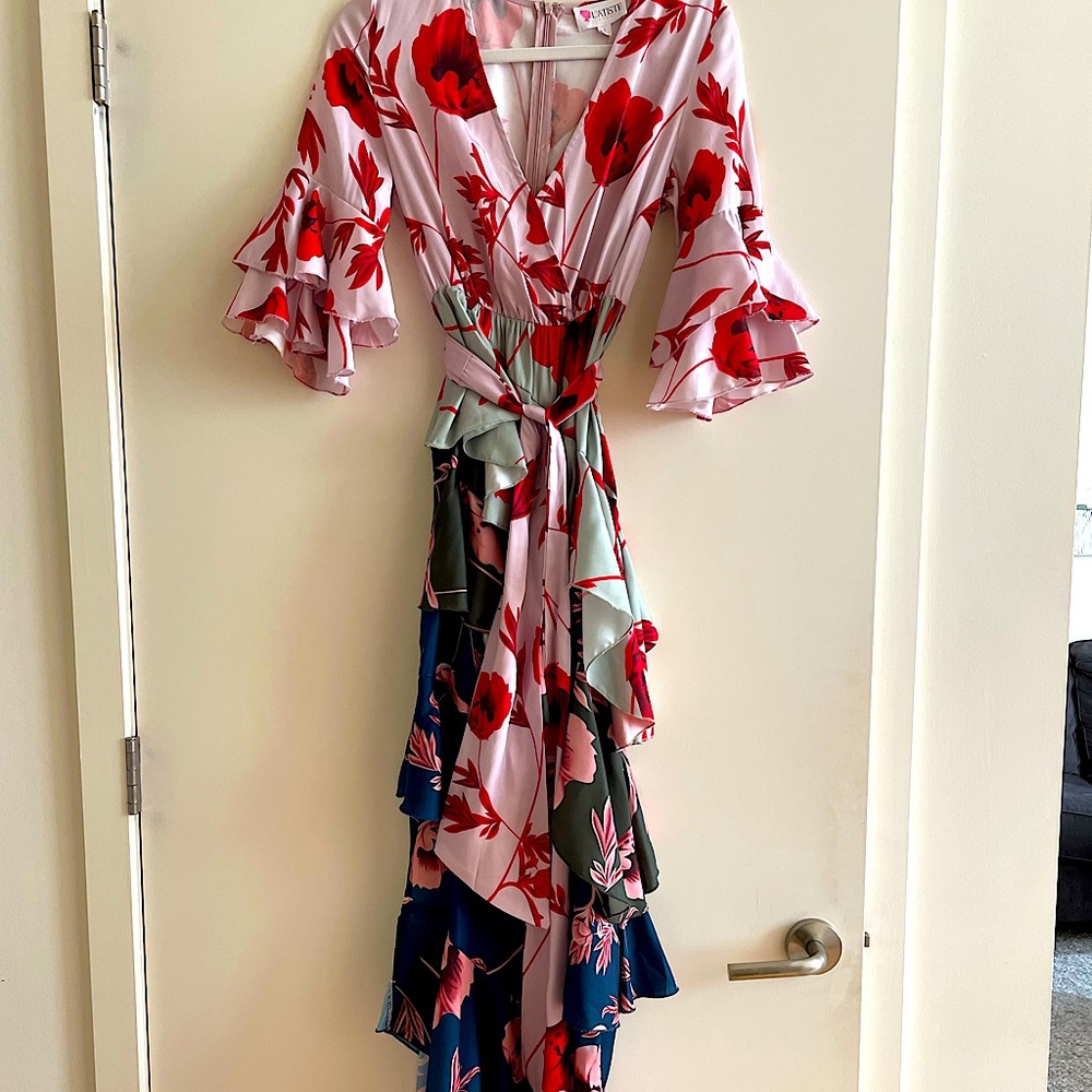 L’Atiste Triple Floral Wrap Dress Size Small